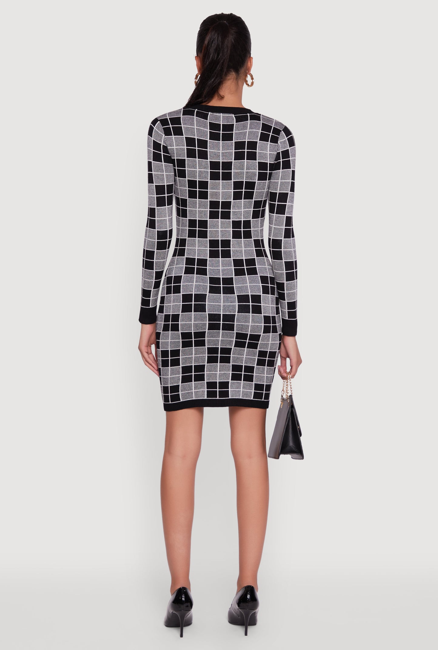 Checkered Plaid Long Sleeve Dress