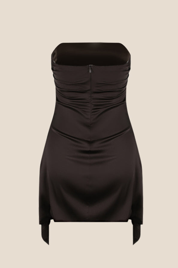 Strapless Grey Ruched Short Homecoming Dress